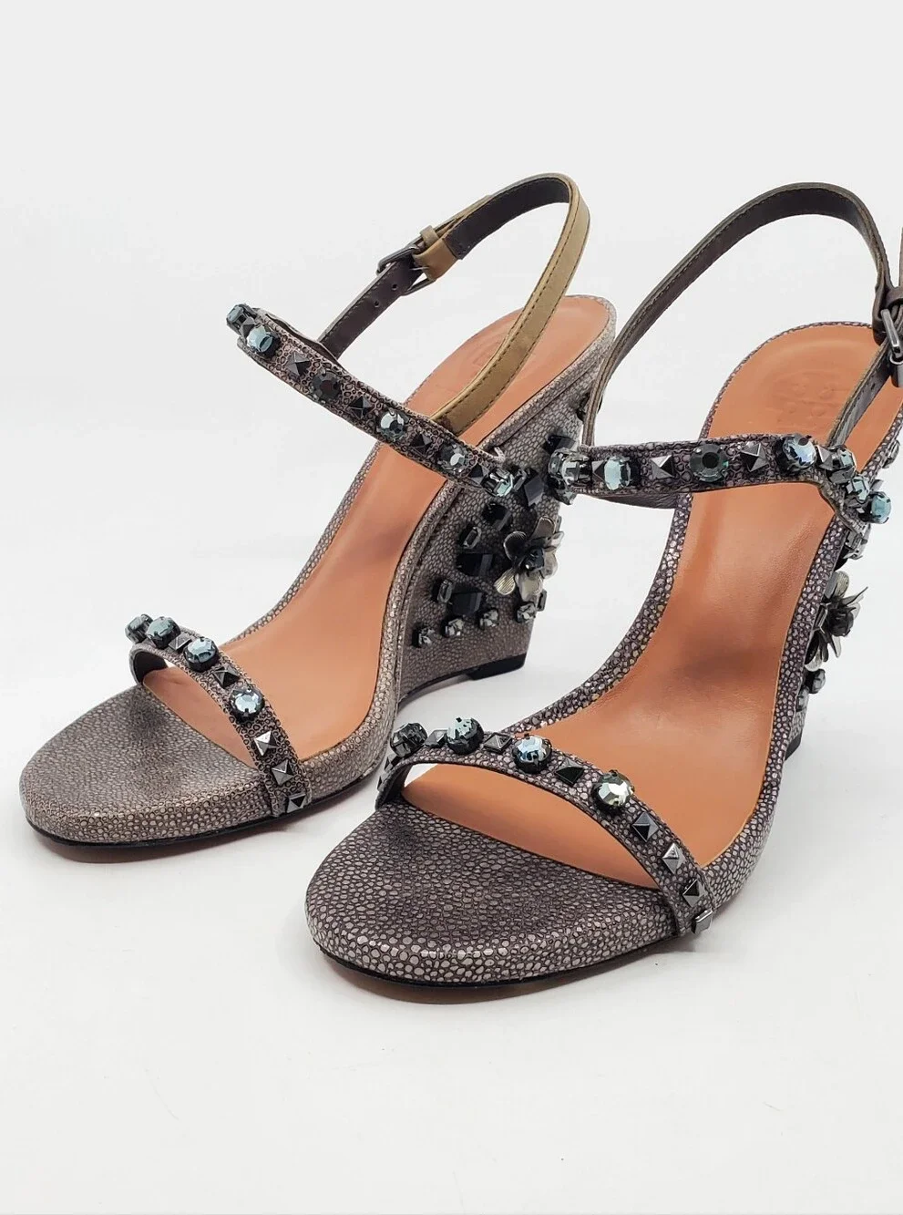 Tory Burch Embellished Wedge Sandals
